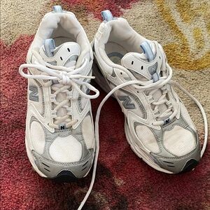 New Balance White and Light Gray Running Shoes